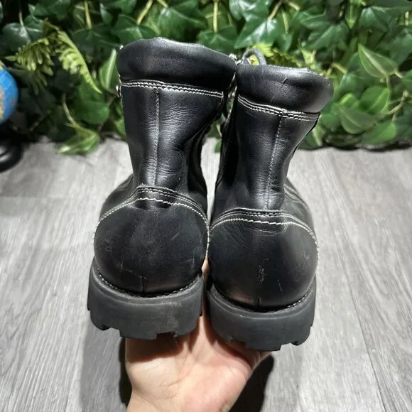 Vintage Mens John Fluevog Boots Black Lace Up Size 14